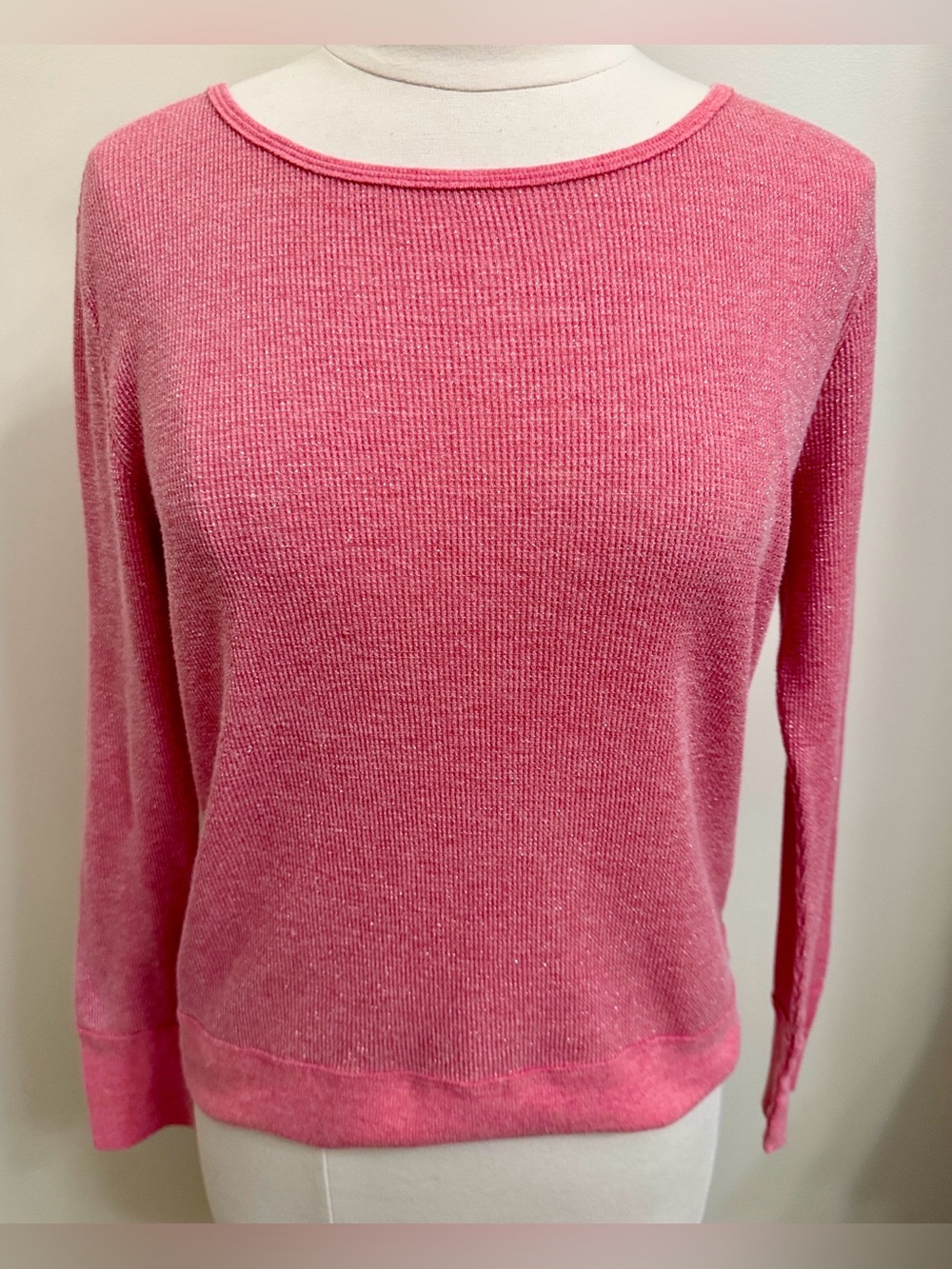 Victoria’s Secret Pink Silver Y2K Metallic SZ M Festive Loungewear Pajama Top